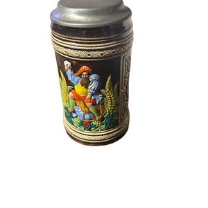 Ceramic Beer Stein with Pewter Lid